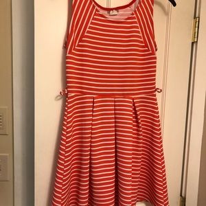 Coral/white striped mini dress